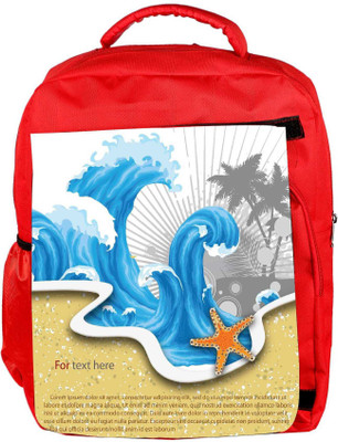 

Snoogg Eco Friendly Canvas Vector Summer Background With Waves Backpack Rucksack School Travel Unisex Casual Canvas Bag Bookbag Satchel 5 L Backpack(Red)