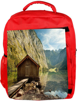 

Snoogg Eco Friendly Canvas Lake Side House Designer Backpack Rucksack School Travel Unisex Casual Canvas Bag Bookbag Satchel 5 L Backpack(Red)