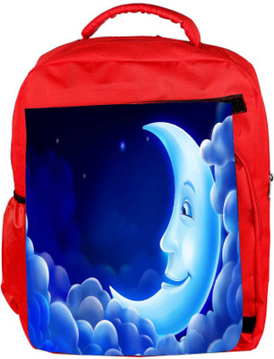 

Snoogg Eco Friendly Canvas Smiling Moon Designer Backpack Rucksack School Travel Unisex Casual Canvas Bag Bookbag Satchel 5 L Backpack(Red)