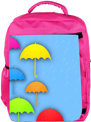 

Snoogg Eco Friendly Canvas Abstract Rainy Season Background With Colorful Umbrella And Raindrops Backpack Rucksack School Travel Unisex Casual Canvas Bag Bookbag Satchel 5 L Backpack(Pink)