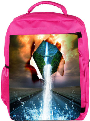 

Snoogg Eco Friendly Canvas Nature Water Pouring Designer Backpack Rucksack School Travel Unisex Casual Canvas Bag Bookbag Satchel 5 L Backpack(Pink)