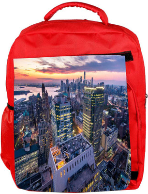 

Snoogg Eco Friendly Canvas Colorful Building Designer Backpack Rucksack School Travel Unisex Casual Canvas Bag Bookbag Satchel 5 L Backpack(Red)