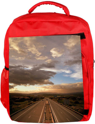 

Snoogg Eco Friendly Canvas Cloudy Sunset Over Highway Backpack Rucksack School Travel Unisex Casual Canvas Bag Bookbag Satchel 5 L Backpack(Red)