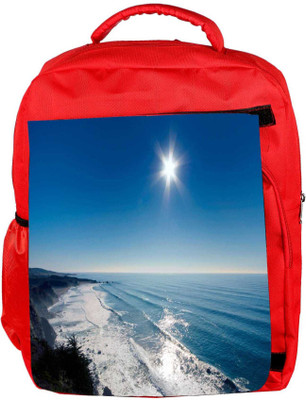 

Snoogg Eco Friendly Canvas Sun View In The Beach View Designer Backpack Rucksack School Travel Unisex Casual Canvas Bag Bookbag Satchel 5 L Backpack(Red)