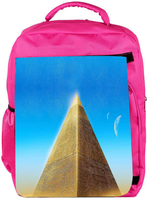 

Snoogg Eco Friendly Canvas Pyramid Moons Backpack Rucksack School Travel Unisex Casual Canvas Bag Bookbag Satchel 5 L Backpack(Pink)