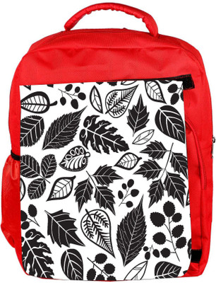 

Snoogg Eco Friendly Canvas Black Leaves Designer Backpack Rucksack School Travel Unisex Casual Canvas Bag Bookbag Satchel 5 L Backpack(Red)