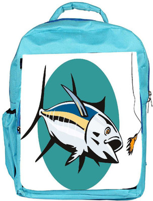 

Snoogg Eco Friendly Canvas Albacore Tuna Fish Retro Backpack Rucksack School Travel Unisex Casual Canvas Bag Bookbag Satchel 5 L Backpack(Blue)