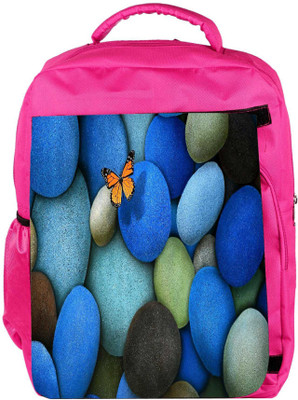 

Snoogg Eco Friendly Canvas Colorful Pebble Stone Designer Backpack Rucksack School Travel Unisex Casual Canvas Bag Bookbag Satchel 5 L Backpack(Pink)