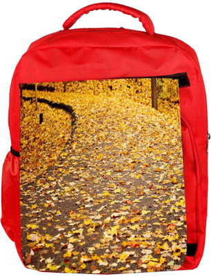 

Snoogg Eco Friendly Canvas Dried Leaves Designer Backpack Rucksack School Travel Unisex Casual Canvas Bag Bookbag Satchel 5 L Backpack(Red)