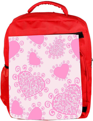 

Snoogg Eco Friendly Canvas Pink Heart White Pattern Designer Backpack Rucksack School Travel Unisex Casual Canvas Bag Bookbag Satchel 5 L Backpack(Red)