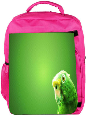 

Snoogg Eco Friendly Canvas Green Parrot Designer Backpack Rucksack School Travel Unisex Casual Canvas Bag Bookbag Satchel 5 L Backpack(Pink)