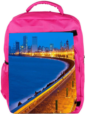 

Snoogg Eco Friendly Canvas Marine Drive Designer Backpack Rucksack School Travel Unisex Casual Canvas Bag Bookbag Satchel 5 L Backpack(Pink)