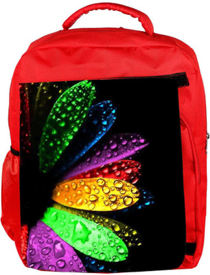 

Snoogg Eco Friendly Canvas Colorful Flowers And Water Droplets Backpack Rucksack School Travel Unisex Casual Canvas Bag Bookbag Satchel 5 L Backpack(Red)