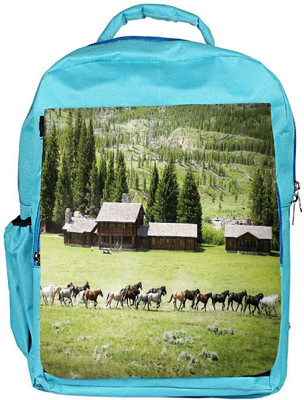 

Snoogg Eco Friendly Canvas Colorful Horses Designer Backpack Rucksack School Travel Unisex Casual Canvas Bag Bookbag Satchel 5 L Backpack(Blue)