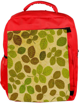 

Snoogg Eco Friendly Canvas Green Leaves Pattern Designer Backpack Rucksack School Travel Unisex Casual Canvas Bag Bookbag Satchel 5 L Backpack(Red)