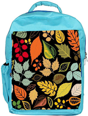 

Snoogg Eco Friendly Canvas Colorful Leaves Black Designer Backpack Rucksack School Travel Unisex Casual Canvas Bag Bookbag Satchel 5 L Backpack(Blue)