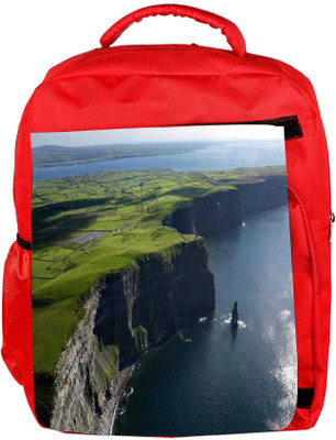 

Snoogg Eco Friendly Canvas Green Mountain And Ocean Designer Backpack Rucksack School Travel Unisex Casual Canvas Bag Bookbag Satchel 5 L Backpack(Red)