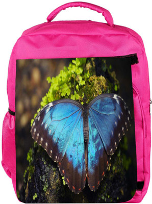 

Snoogg Eco Friendly Canvas Blue Butterfly Designer Backpack Rucksack School Travel Unisex Casual Canvas Bag Bookbag Satchel 5 L Backpack(Pink)