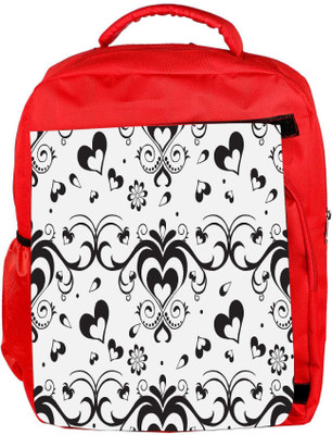 

Snoogg Eco Friendly Canvas Black Heart Grey Pattern Designer Backpack Rucksack School Travel Unisex Casual Canvas Bag Bookbag Satchel 5 L Backpack(Red)