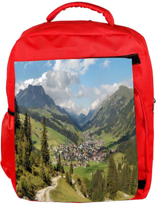 

Snoogg Eco Friendly Canvas Houses And Trees Designer Backpack Rucksack School Travel Unisex Casual Canvas Bag Bookbag Satchel 5 L Backpack(Red)