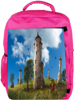 

Snoogg Eco Friendly Canvas Old Times House Designer Backpack Rucksack School Travel Unisex Casual Canvas Bag Bookbag Satchel 5 L Backpack(Pink)