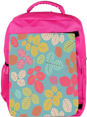 

Snoogg Eco Friendly Canvas Colorful Leaves Designer Backpack Rucksack School Travel Unisex Casual Canvas Bag Bookbag Satchel 5 L Backpack(Pink)