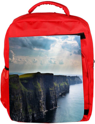

Snoogg Eco Friendly Canvas Mountains Attached To The Ocean Designer Backpack Rucksack School Travel Unisex Casual Canvas Bag Bookbag Satchel 5 L Backpack(Red)