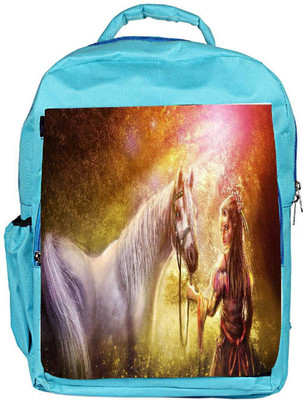 

Snoogg Eco Friendly Canvas Girl Horse Wood Art Designer Backpack Rucksack School Travel Unisex Casual Canvas Bag Bookbag Satchel 5 L Backpack(Blue)