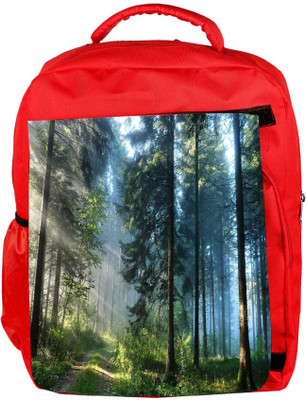 

Snoogg Eco Friendly Canvas Morning Forest Designer Backpack Rucksack School Travel Unisex Casual Canvas Bag Bookbag Satchel 5 L Backpack(Red)