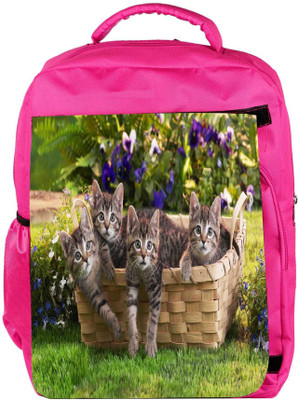

Snoogg Eco Friendly Canvas Cats In Baskets Designer Backpack Rucksack School Travel Unisex Casual Canvas Bag Bookbag Satchel 5 L Backpack(Pink)