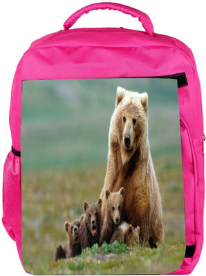 

Snoogg Eco Friendly Canvas Small Babies Of Bear Designer Backpack Rucksack School Travel Unisex Casual Canvas Bag Bookbag Satchel 5 L Backpack(Pink)