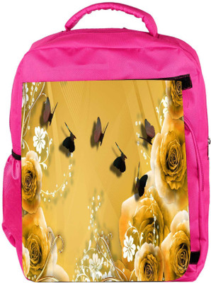 

Snoogg Eco Friendly Canvas Golden Roses And Butterfly Designer Backpack Rucksack School Travel Unisex Casual Canvas Bag Bookbag Satchel 5 L Backpack(Pink)
