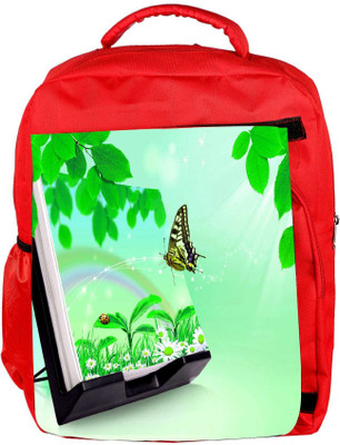 

Snoogg Eco Friendly Canvas Nature Butterfly Designer Backpack Rucksack School Travel Unisex Casual Canvas Bag Bookbag Satchel 5 L Backpack(Red)