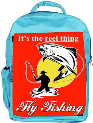 

Snoogg Eco Friendly Canvas Fly Fisherman Catching Trout With Fly Reel Backpack Rucksack School Travel Unisex Casual Canvas Bag Bookbag Satchel 5 L Backpack(Blue)