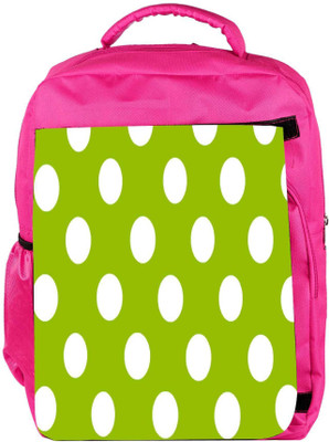 

Snoogg Eco Friendly Canvas Green Polka Dotted Backpack Rucksack School Travel Unisex Casual Canvas Bag Bookbag Satchel 5 L Backpack(Pink)