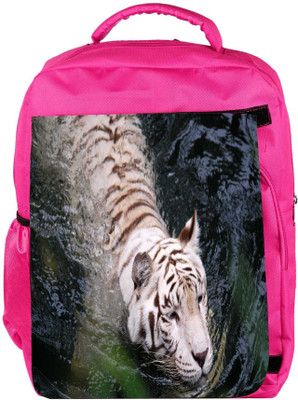 

Snoogg Eco Friendly Canvas White Tiger Designer Backpack Rucksack School Travel Unisex Casual Canvas Bag Bookbag Satchel 5 L Backpack(Pink)