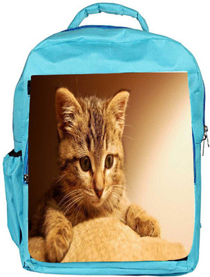Snoogg Eco Friendly Canvas Cute Kitty Designer Backpack Rucksack School Travel Unisex Casual Canvas Bag Bookbag Satchel 5 L Backpack(Blue)