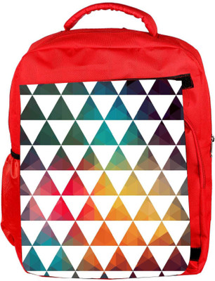 

Snoogg Eco Friendly Canvas White Triangles Designer Backpack Rucksack School Travel Unisex Casual Canvas Bag Bookbag Satchel 5 L Backpack(Red)