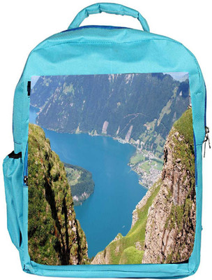

Snoogg Eco Friendly Canvas Mountain View From The Top Designer Backpack Rucksack School Travel Unisex Casual Canvas Bag Bookbag Satchel 5 L Backpack(Blue)