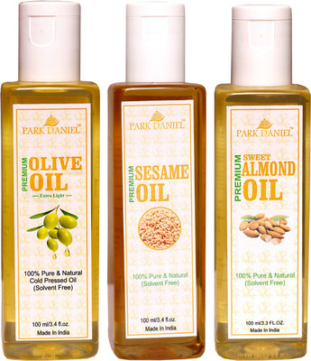 

Park Daniel Premium Sesame oil, Olive oil, Sweet Almond Oil combo of 3 bottles of 100 ml(300 ml)(300 ml)