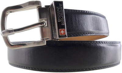 

Swiss Men White Genuine Leather Reversible Belt, Black