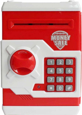 

Bonkerz Money Saving Kids ATM Bank with Electronic Lock And Auto Swiping Function For Kids Coin Bank(Red)
