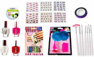 

Iris 7 Ready to Use Prefect Nail Decorative Gift Set( Nail Paint, Nail Art Brush, Tape, Decorative Stickers, Stamp Plates, Remover Pads)(Set of 15)