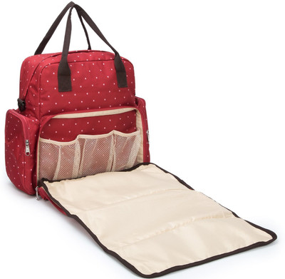 

Babymoon Multi Function 5 in 1 Waterproof 5 in 1 Polka Dotes Premium High Quality Waterproof Backpack Nappy Bag / Diaper Bag / Mother Bag(Red)