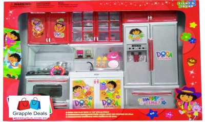 

GRAPPLE DEALS Barbie Dream House Kitchen Set Light+Sound With Doll For Girls.(Multicolor)