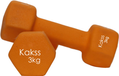 

KAKSS 1 pair 3kg Neoprene Coated Dumbbells for gym excercise Fixed Weight Dumbbell(6 kg)