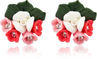 CRUNCHY FASHION Stylish Fancy Part Wear Resin Flower Stud Earrings for Women Alloy Stud Earring