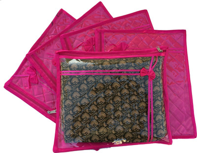

Indi Bargain Satin Designer saree cover Set of 5(Magenta)
