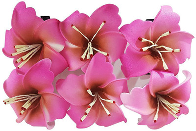 

Confidence Pink Orchid Flower Hair Clips | Pack Of 6 Pieces | Looks Like Natural Flower | Latest Design Hairs Accessories Hair Pin(Pink)