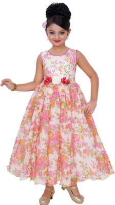 

Saarah Girls Maxi/Full Length Party Dress(Pink, Sleeveless